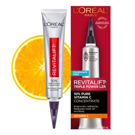 L'Oreal Paris Revitalift 10% Pure Vitamin C Face Serum, Brighter Skin, Reduced Wrinkles, Fragrance Free 1 0z.