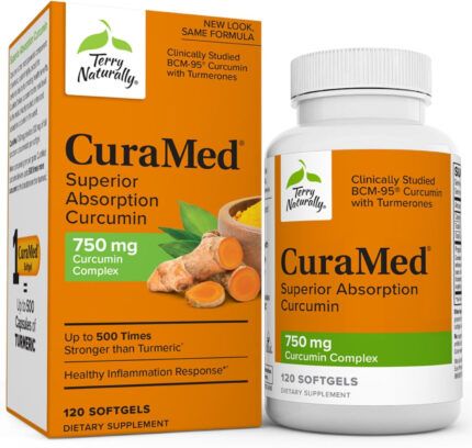 Terry Naturally CuraMed 750 mg Curcumin Complex - 120 Softgels - Superior Absorption BCM-95 - Non-GMO, Gluten Free, Halal - 120