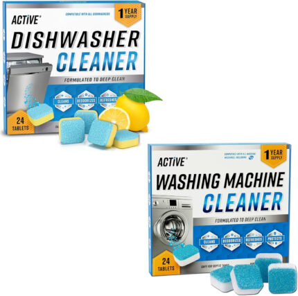 Washing Machine Cleaner Descaler 24 Pack - Deep Cleaning Tablets For HE Front Loader & Top Load Washer, Septic Safe Eco-Friendly